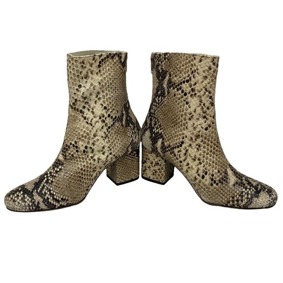 Free People Cecile Snake Print Zip Ankle Boots Gray Cream Leather 35.5 US 5.5 - Picture 4 of 10